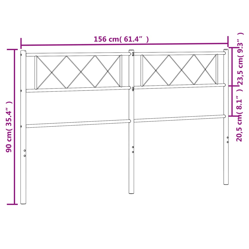 Cabeceira de cama 150 cm metal preto
