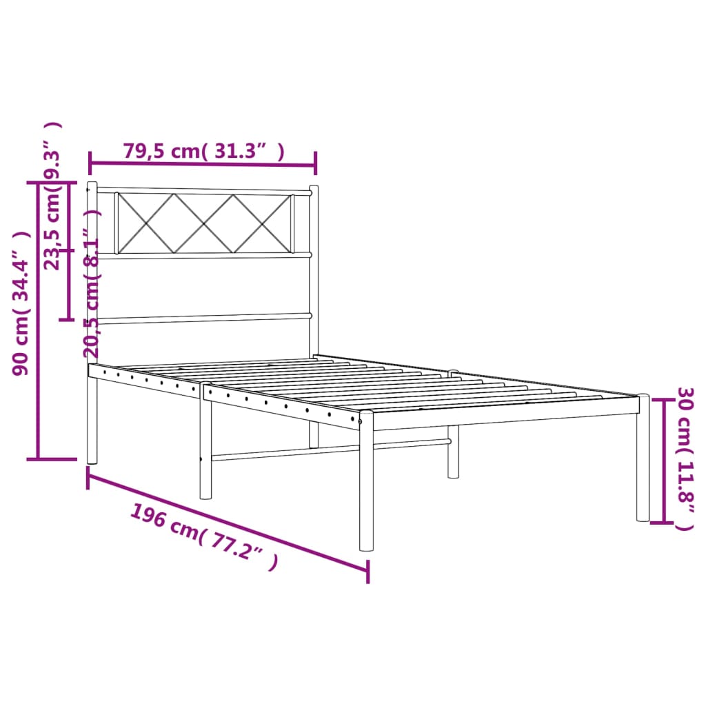Estrutura de cama sem colchão com cabeceira 75x190 cm branco