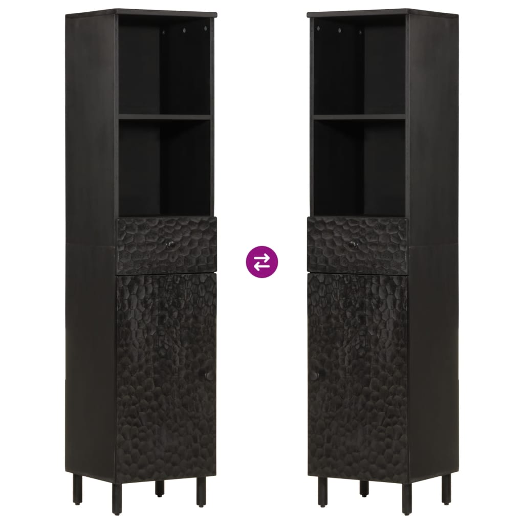 3 pcs conj. móveis de casa de banho madeira de mangueira maciça