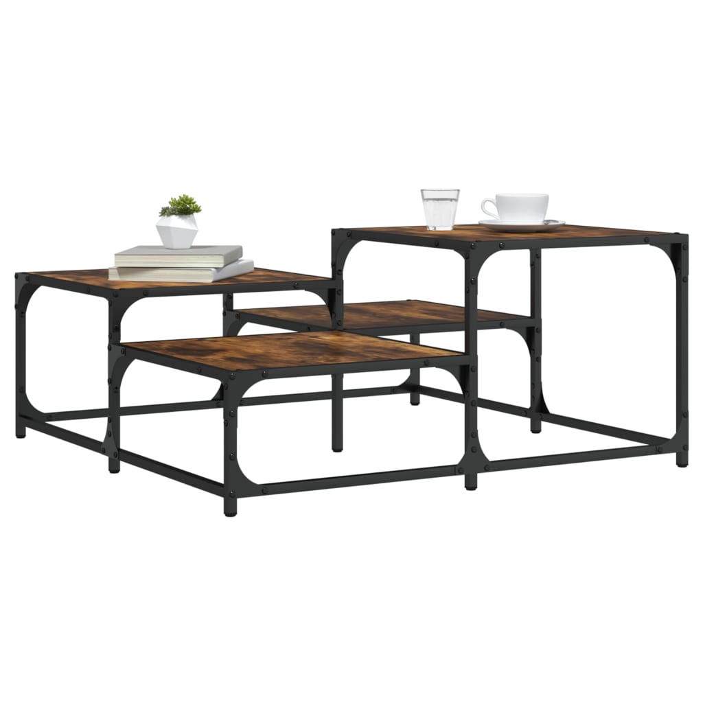 Mesa de centro 87,5x87,5x40cm derivados madeira carvalho fumado