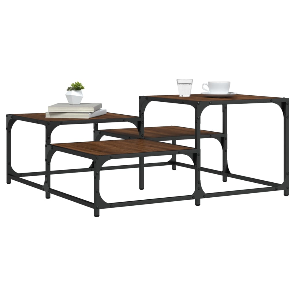 Mesa centro 87,5x87,5x40 cm derivados madeira carvalho castanho