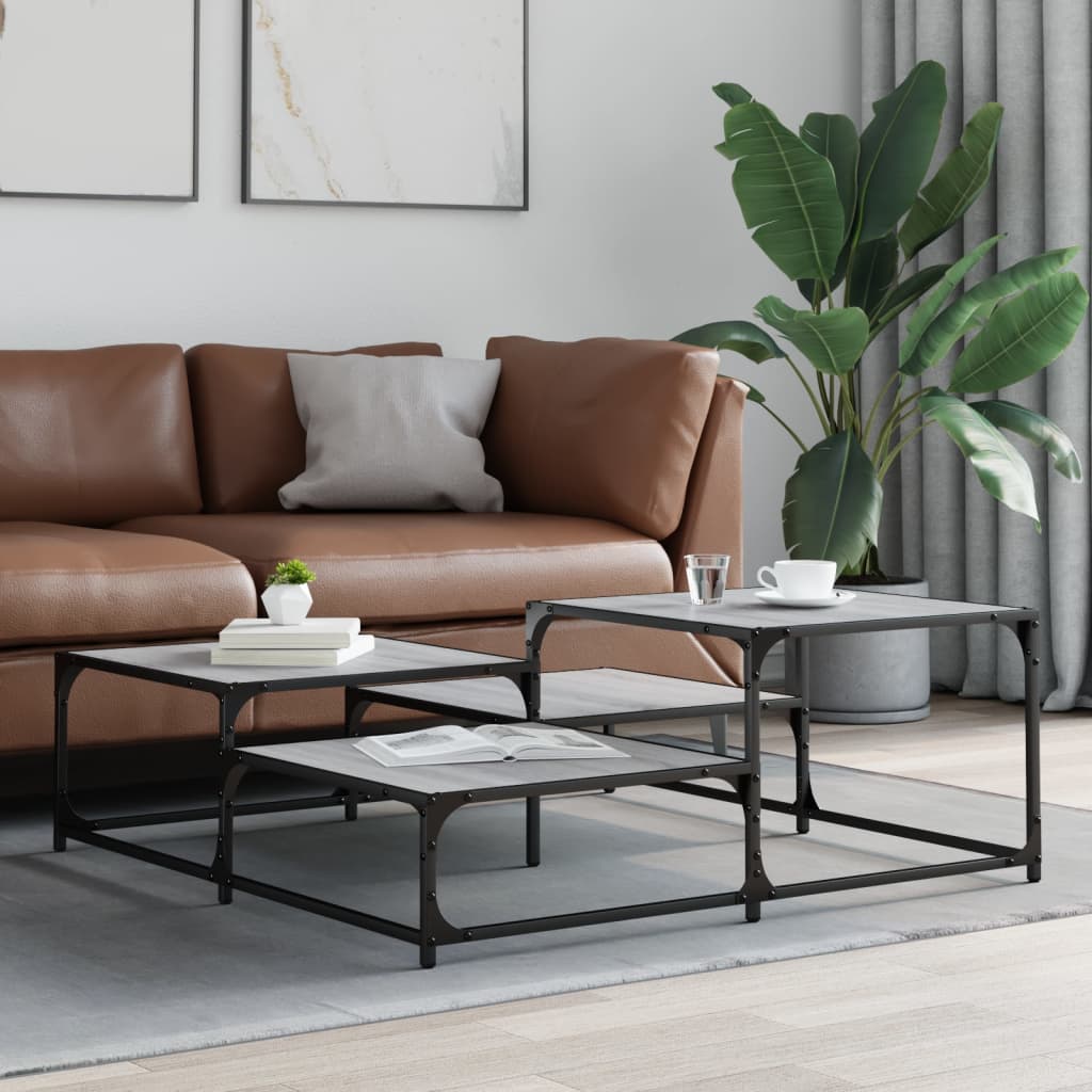 Mesa de centro 107x107x40 cm derivados de madeira cinza sonoma