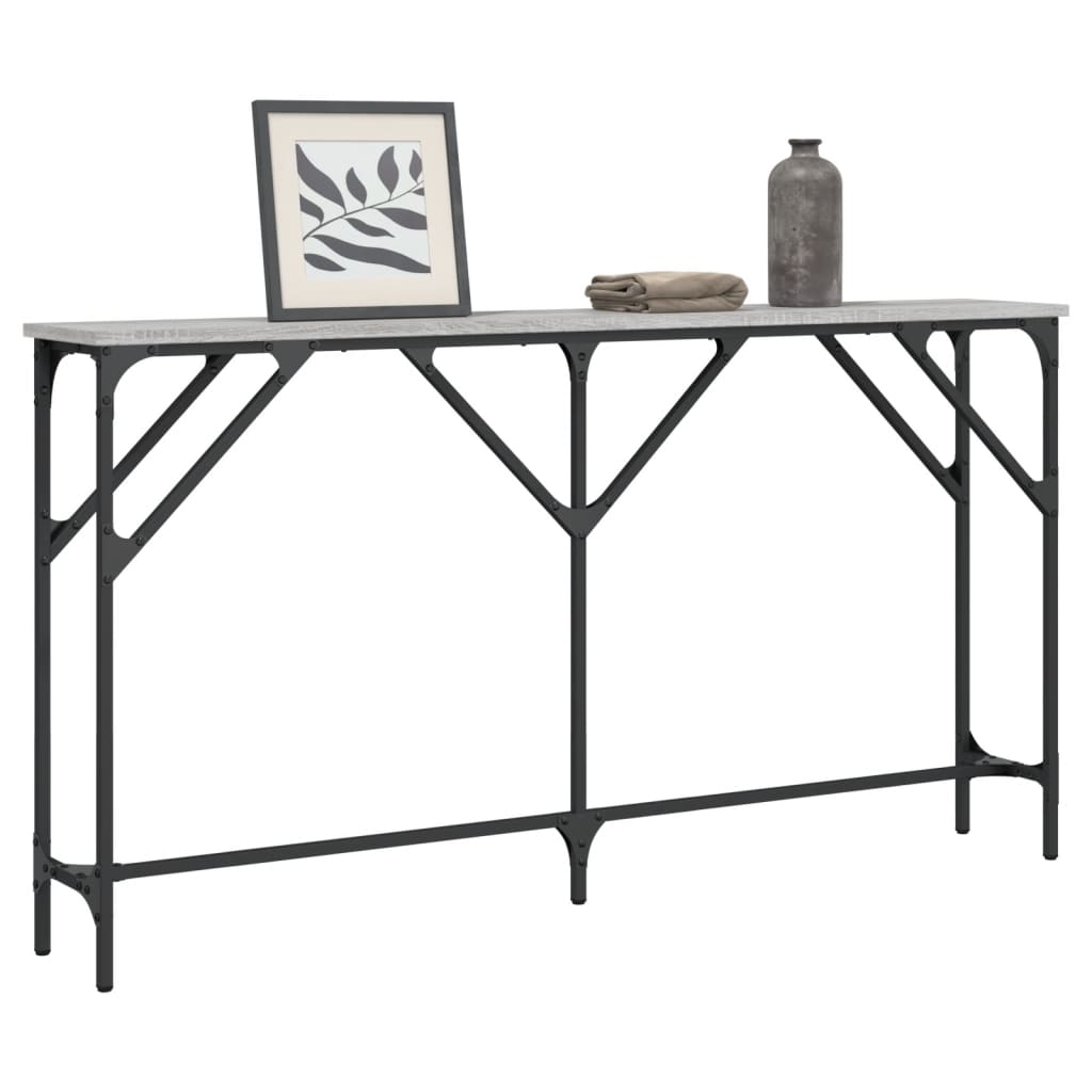 Mesa consola 140x23x75 cm derivados de madeira cinzento sonoma