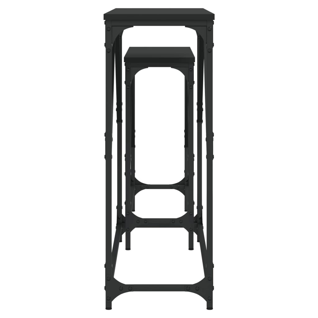 Mesas consola de encastrar 2 pcs derivados de madeira preto