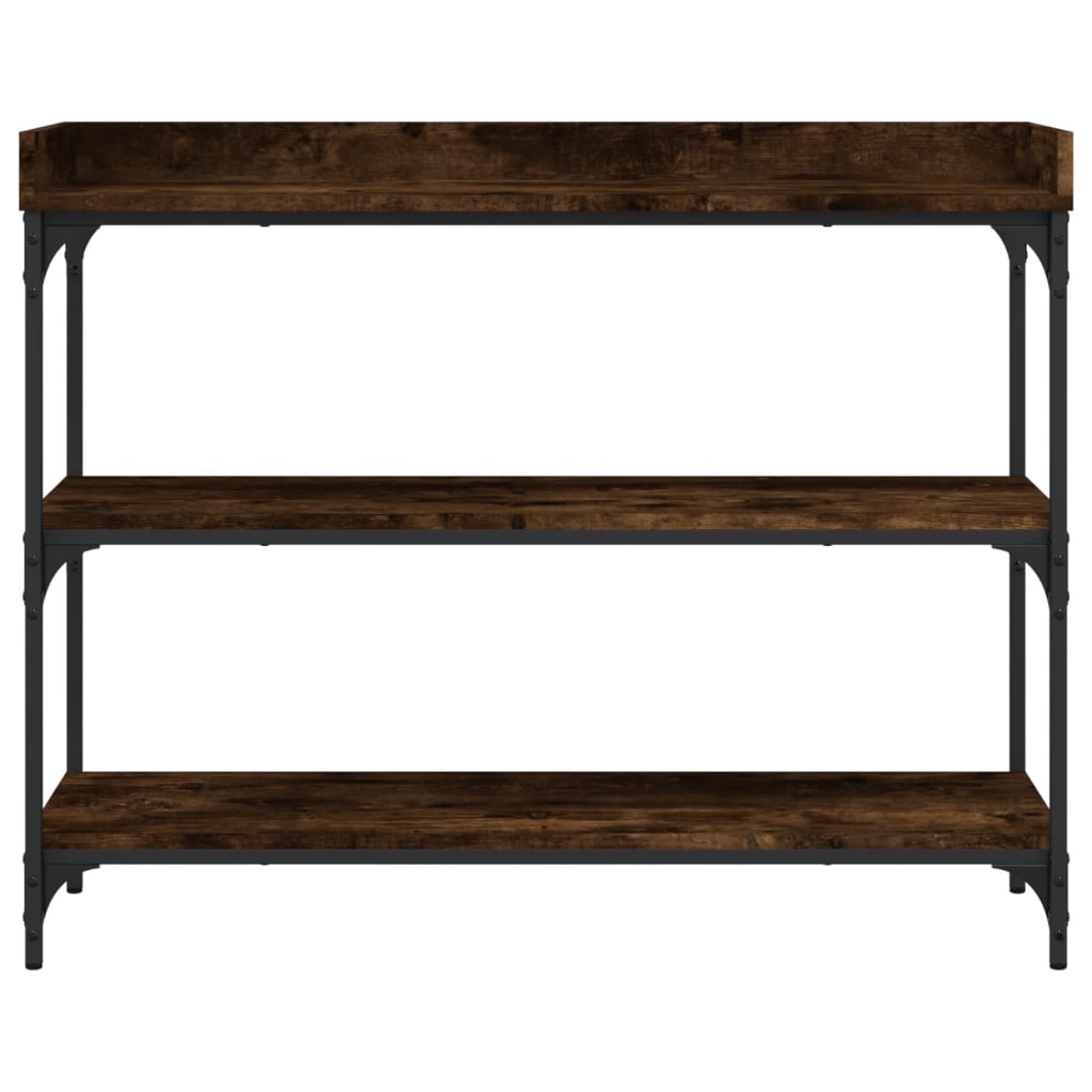 Mesa consola c/ prateleiras 100x30x80 cm carvalho fumado