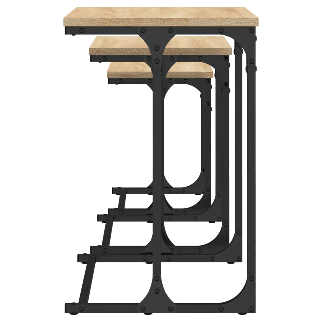 Mesas de centro encastrar 3 pcs deriv. madeira carvalho sonoma