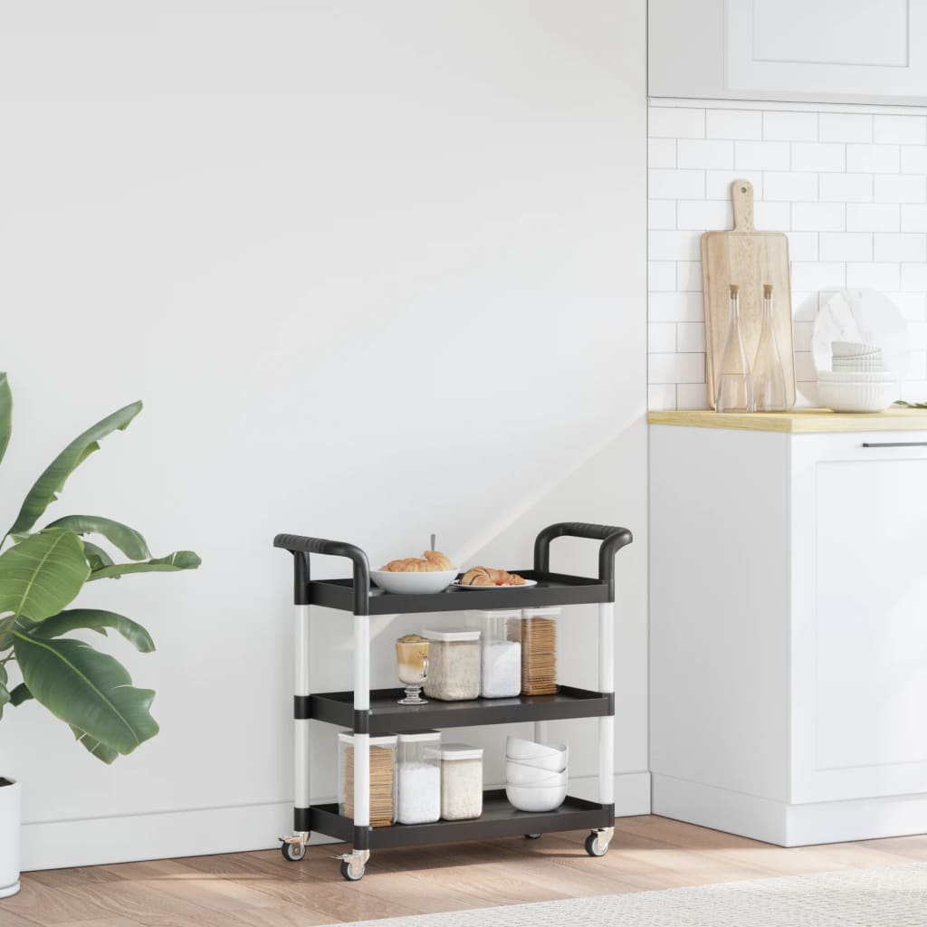 Carrinho c/ 3 prateleiras 81x41x92 cm alumínio cinzento