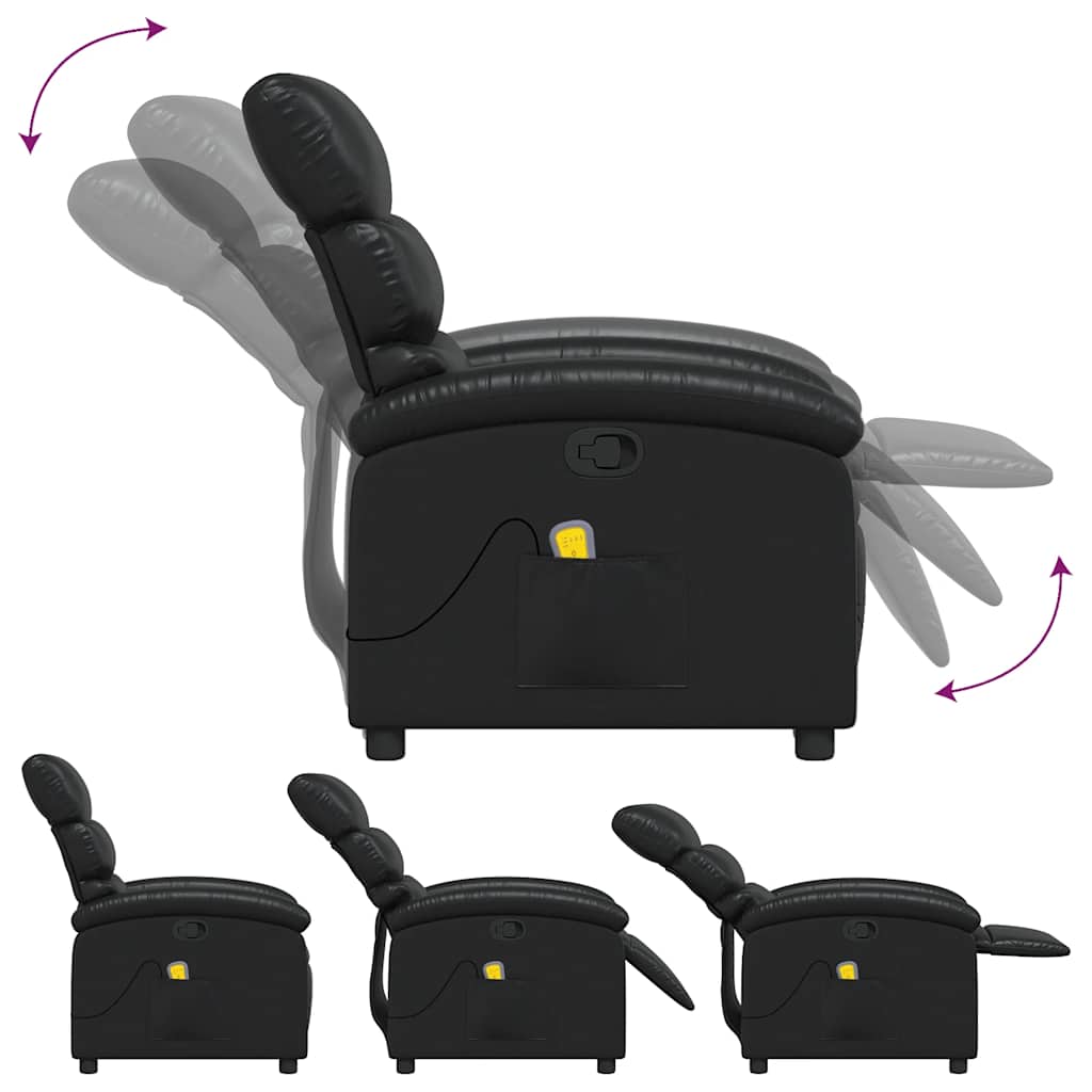 Poltrona de massagens reclinável couro artificial preto