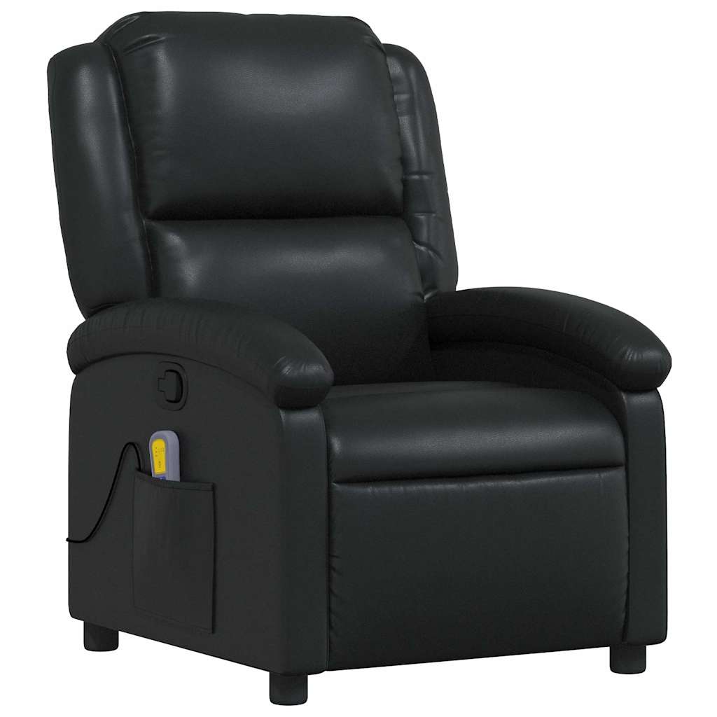 Poltrona de massagens reclinável couro artificial preto