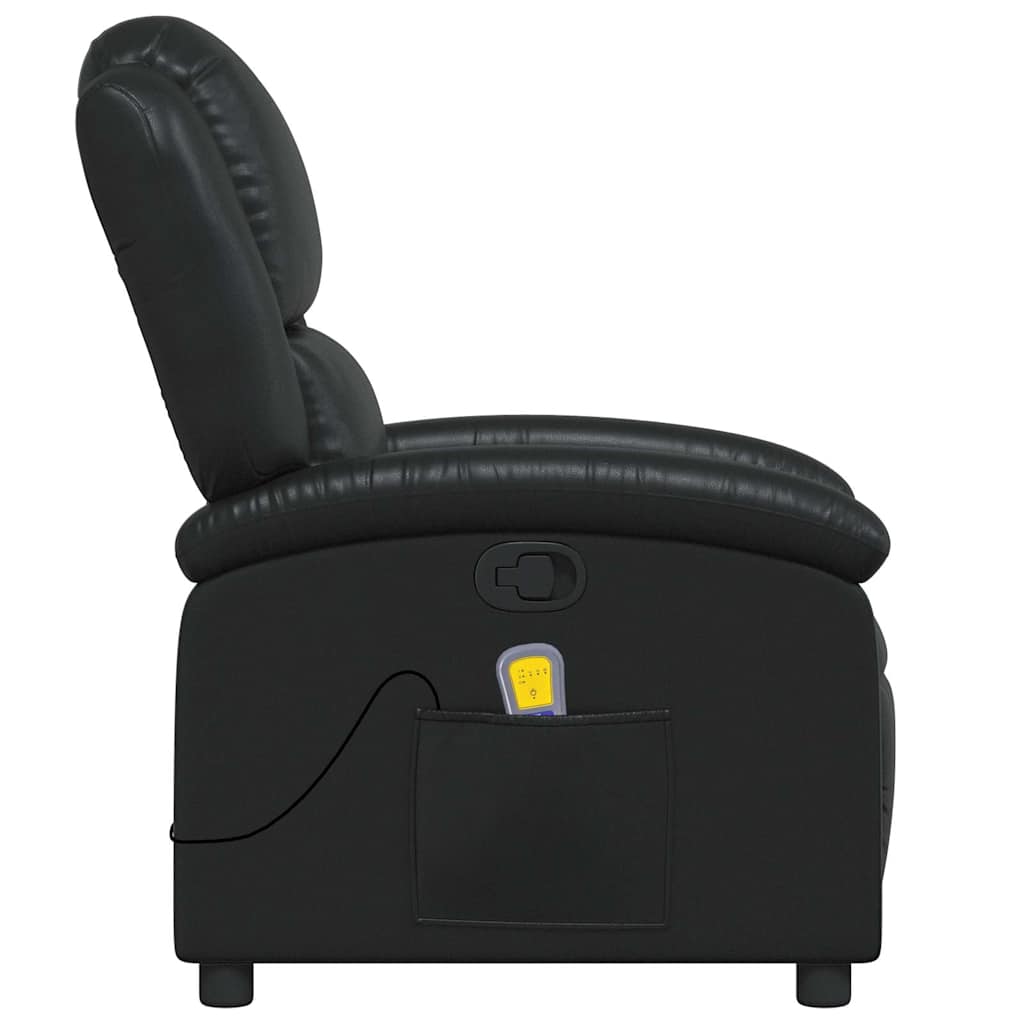 Poltrona de massagens reclinável couro artificial preto