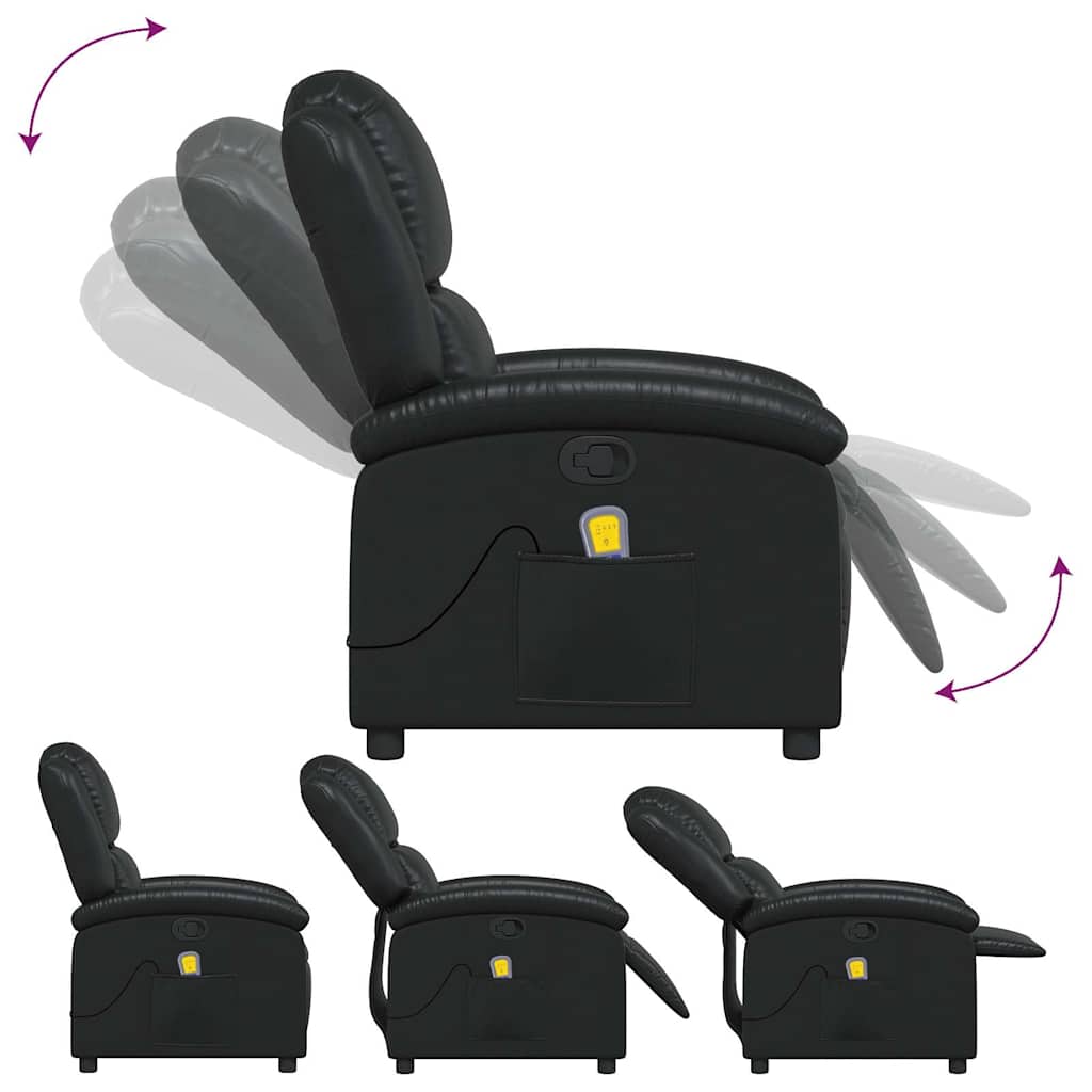Poltrona de massagens reclinável couro artificial preto