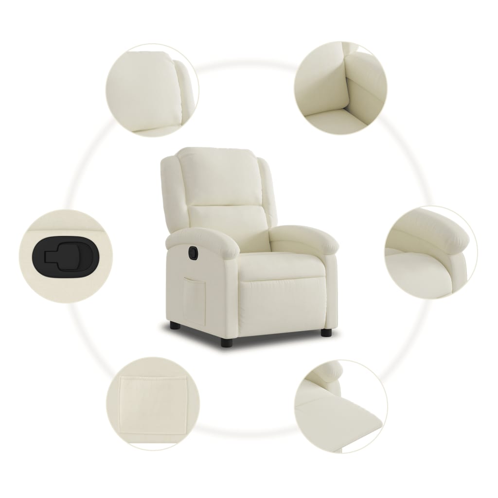 Poltrona reclinável veludo creme