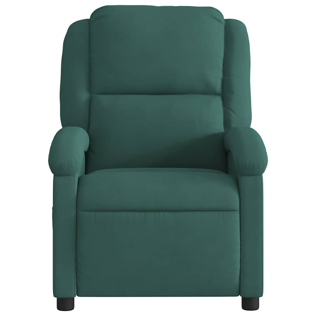 Poltrona de massagens reclinável veludo verde-escuro