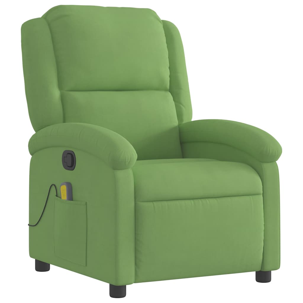 Poltrona de massagens reclinável veludo verde-claro