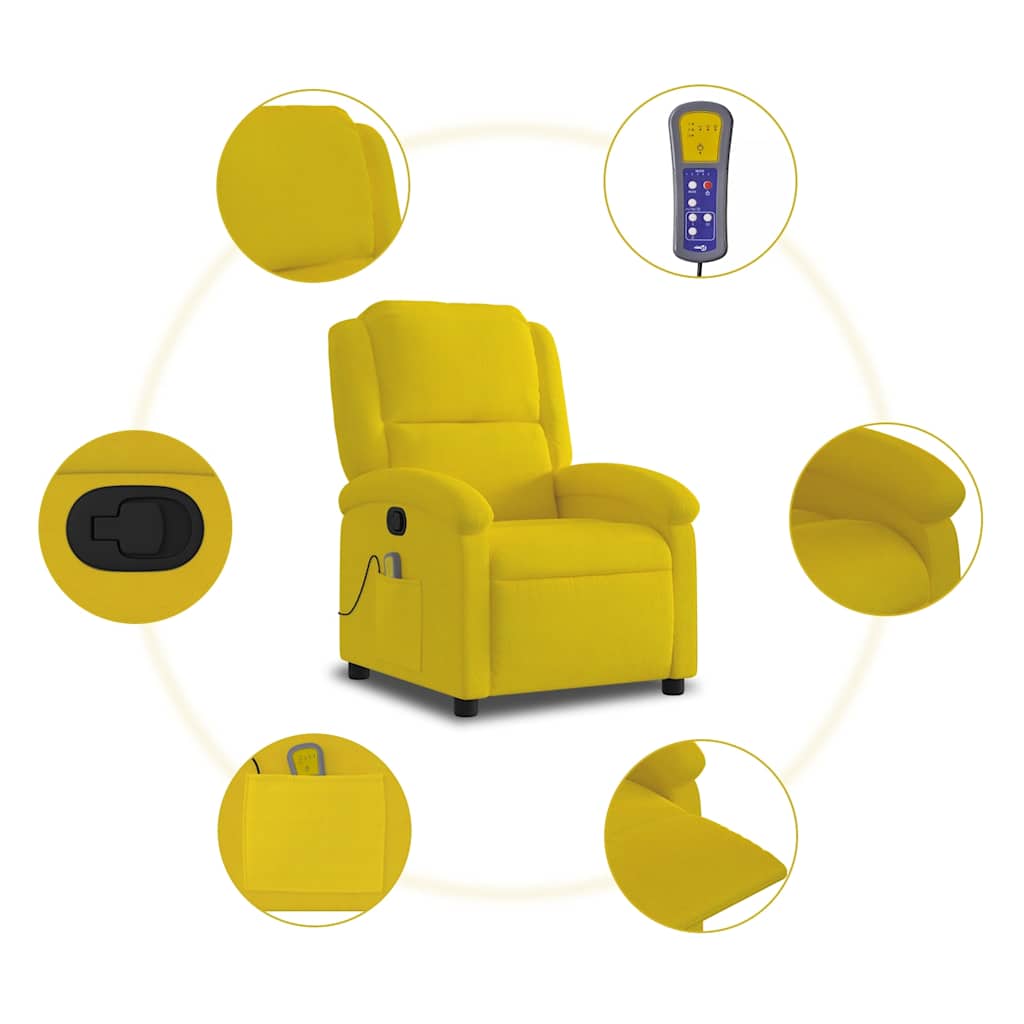 Poltrona de massagens reclinável veludo amarelo