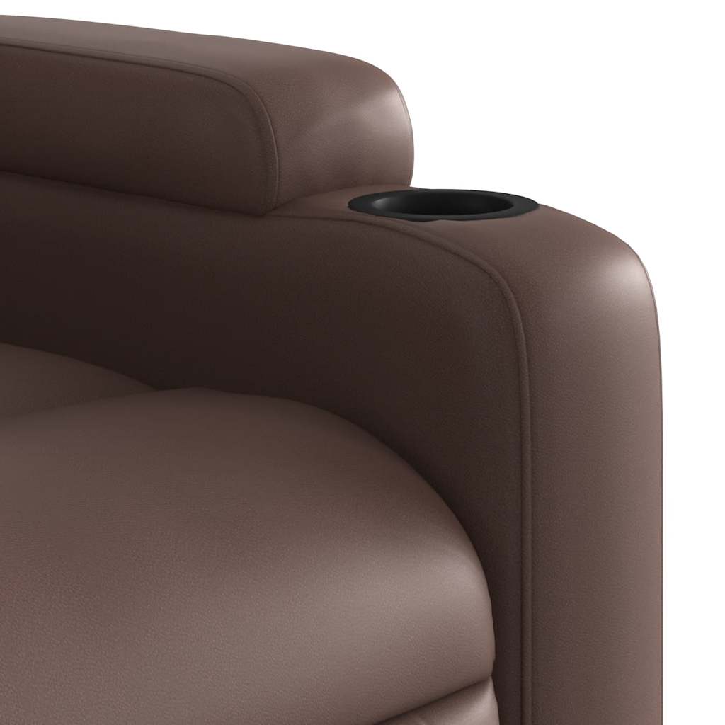 Poltrona reclinável couro artificial castanho