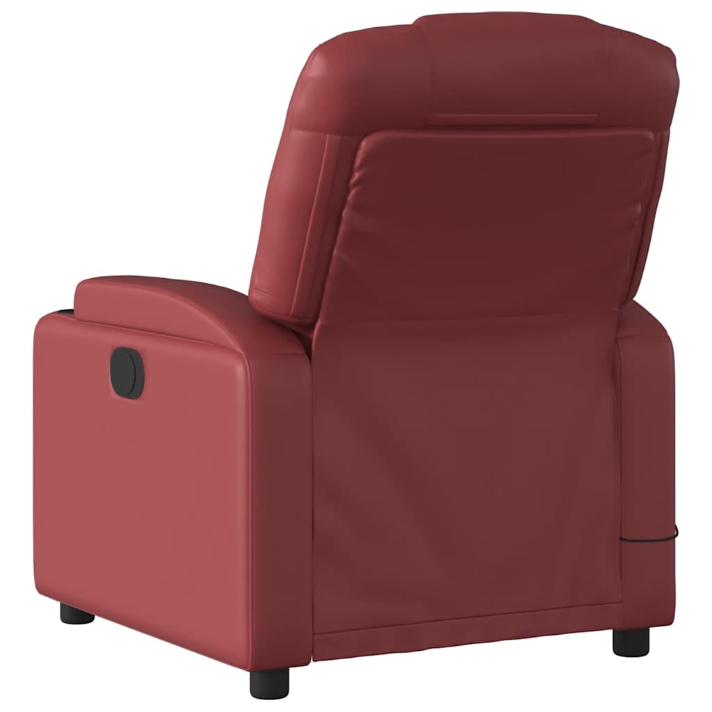 Poltrona massagens reclinável couro artificial vermelho tinto