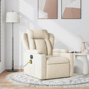 Poltrona de massagens reclinável tecido cor creme