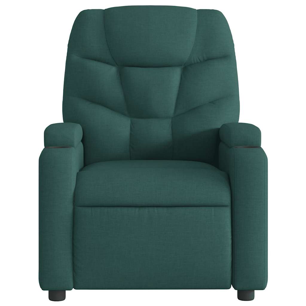 Poltrona de massagens reclinável tecido verde-escuro