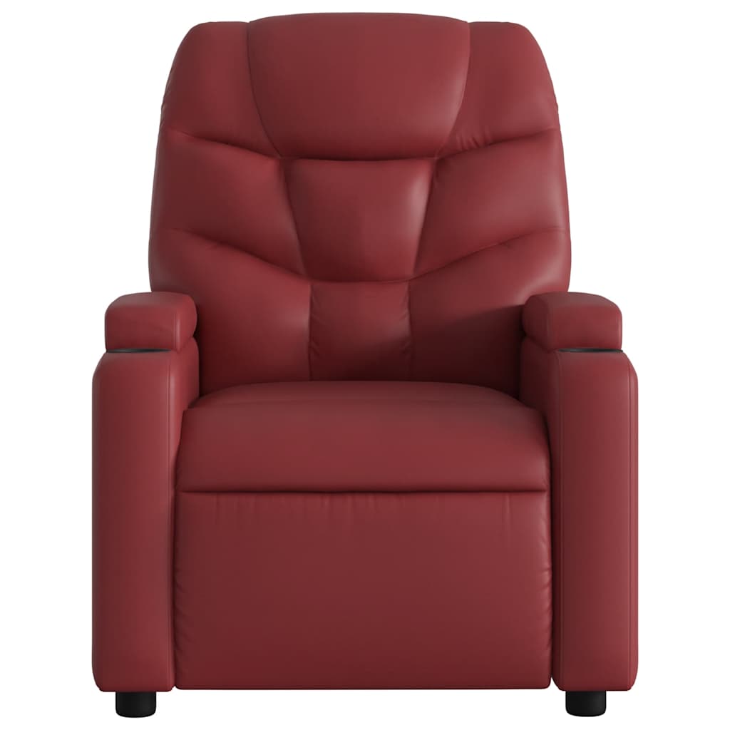 Poltrona massagens reclinável couro artificial vermelho tinto
