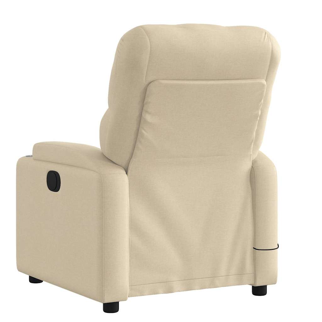 Poltrona de massagens reclinável tecido cor creme