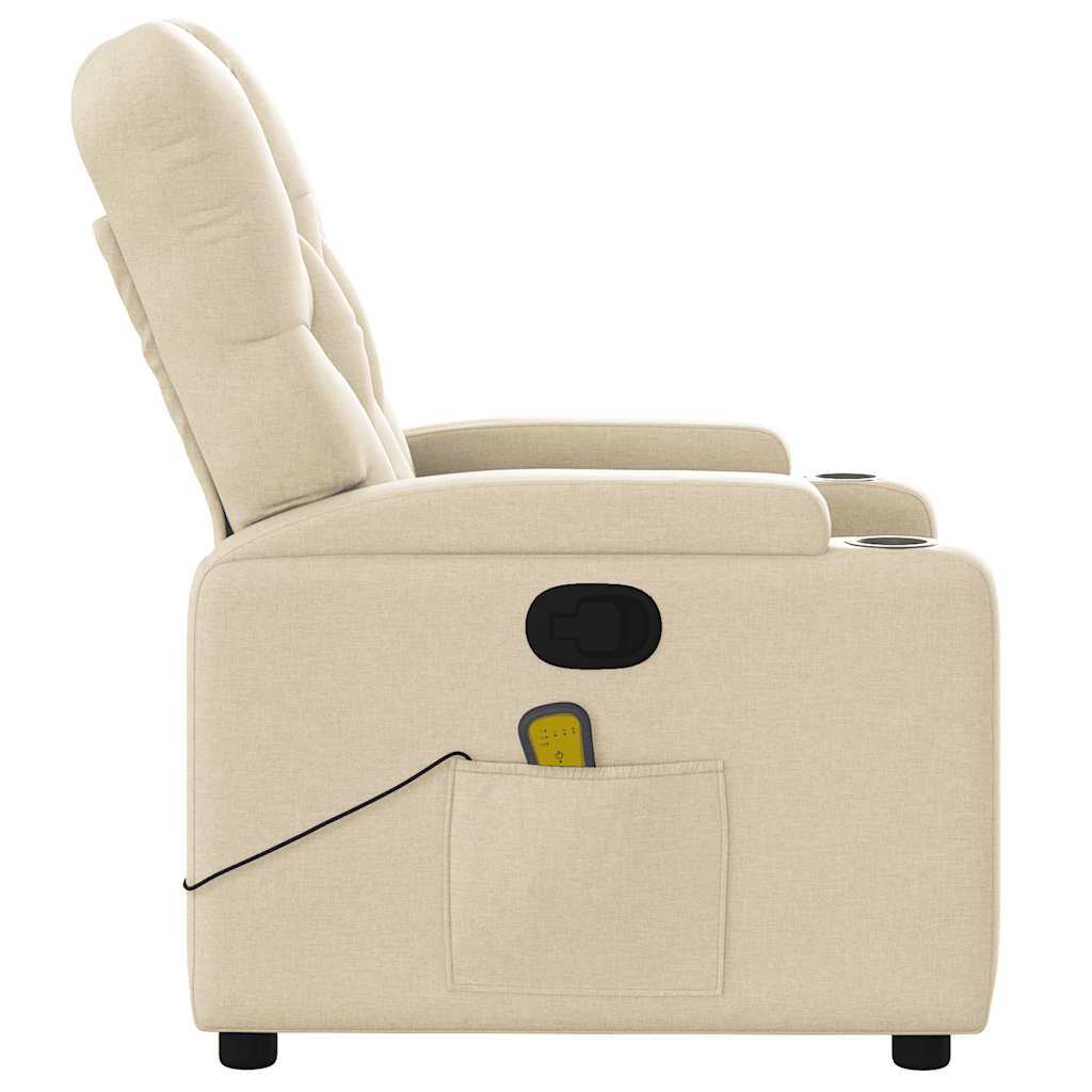 Poltrona de massagens reclinável tecido cor creme