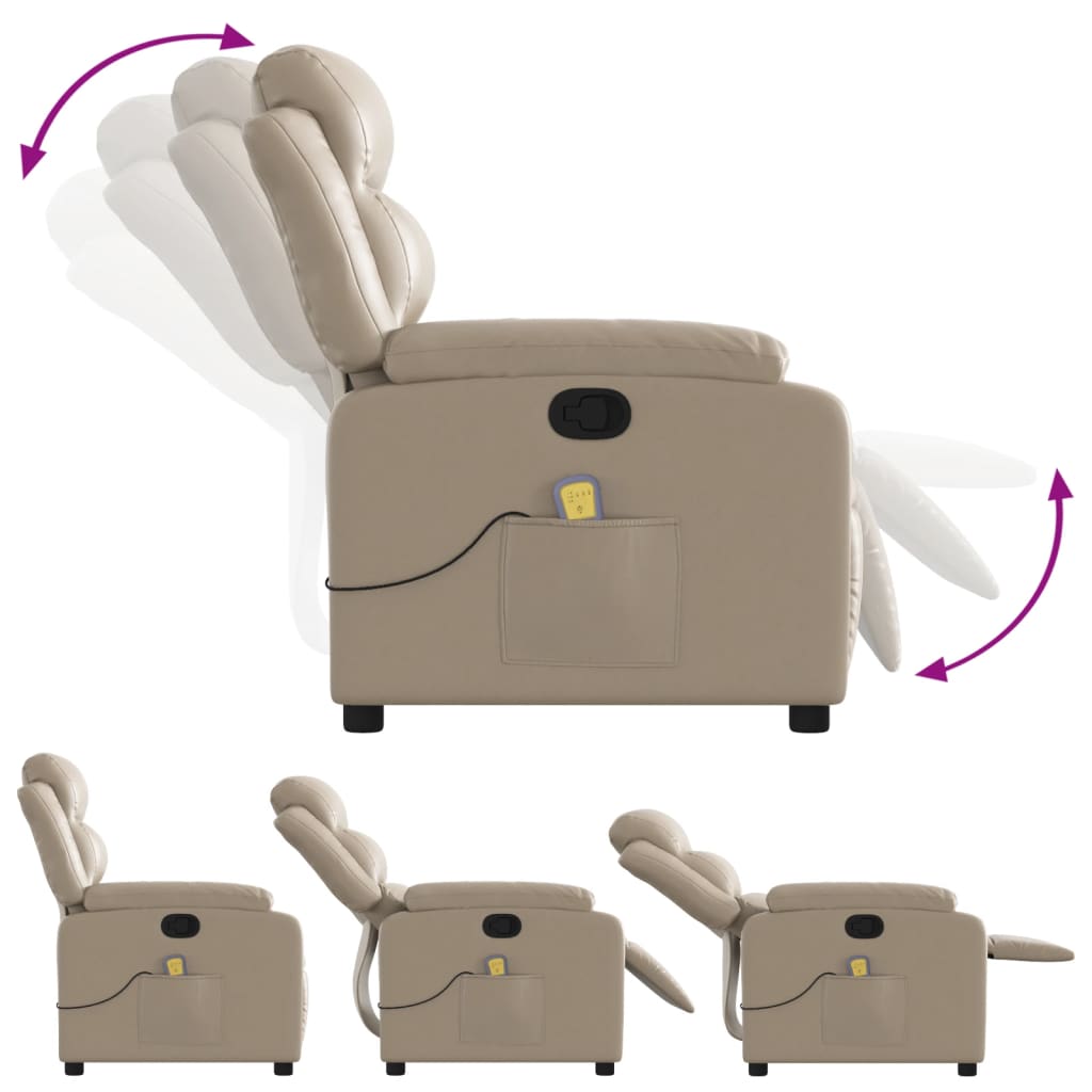 Poltrona de massagens reclinável couro artificial cappuccino