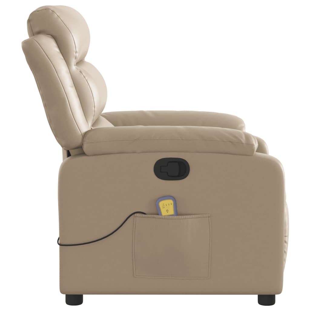 Poltrona de massagens reclinável couro artificial cappuccino