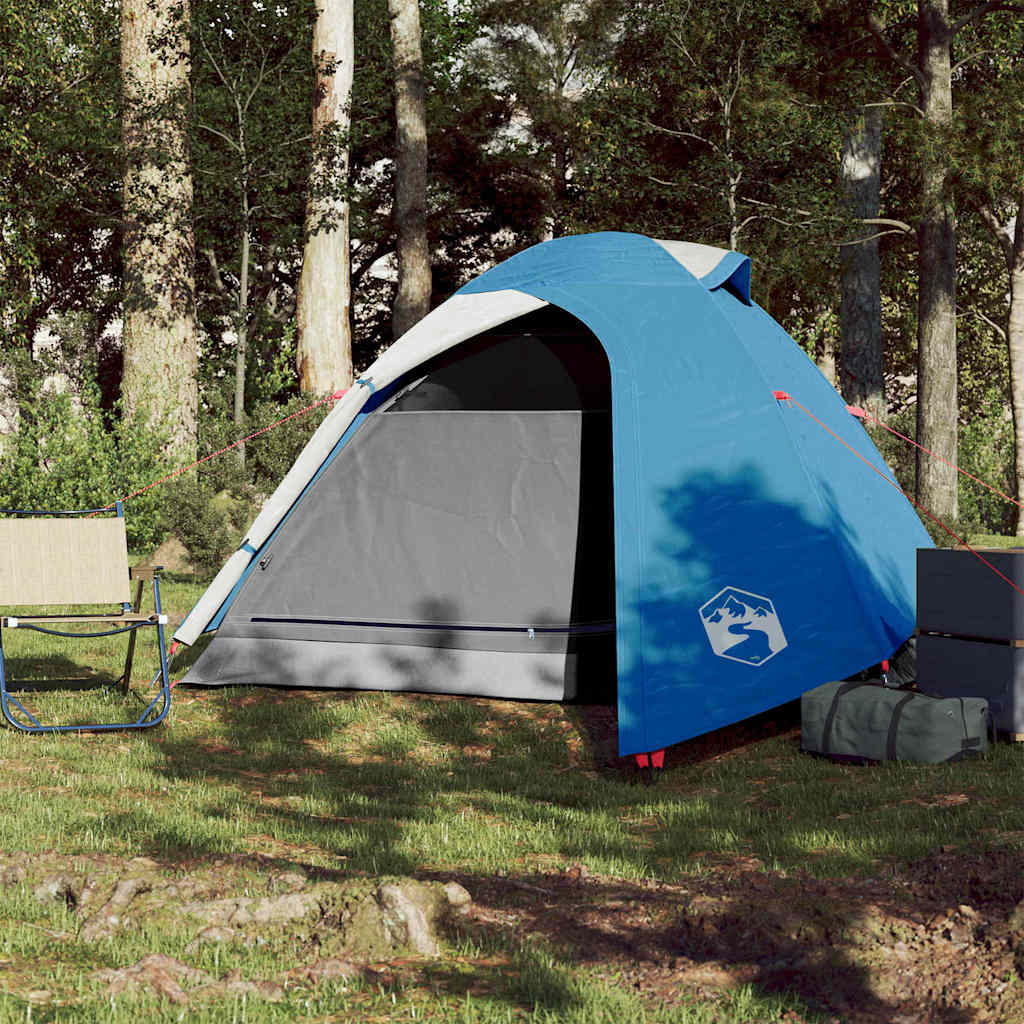 Tenda de campismo cúpula para 3 pessoas impermeável azul