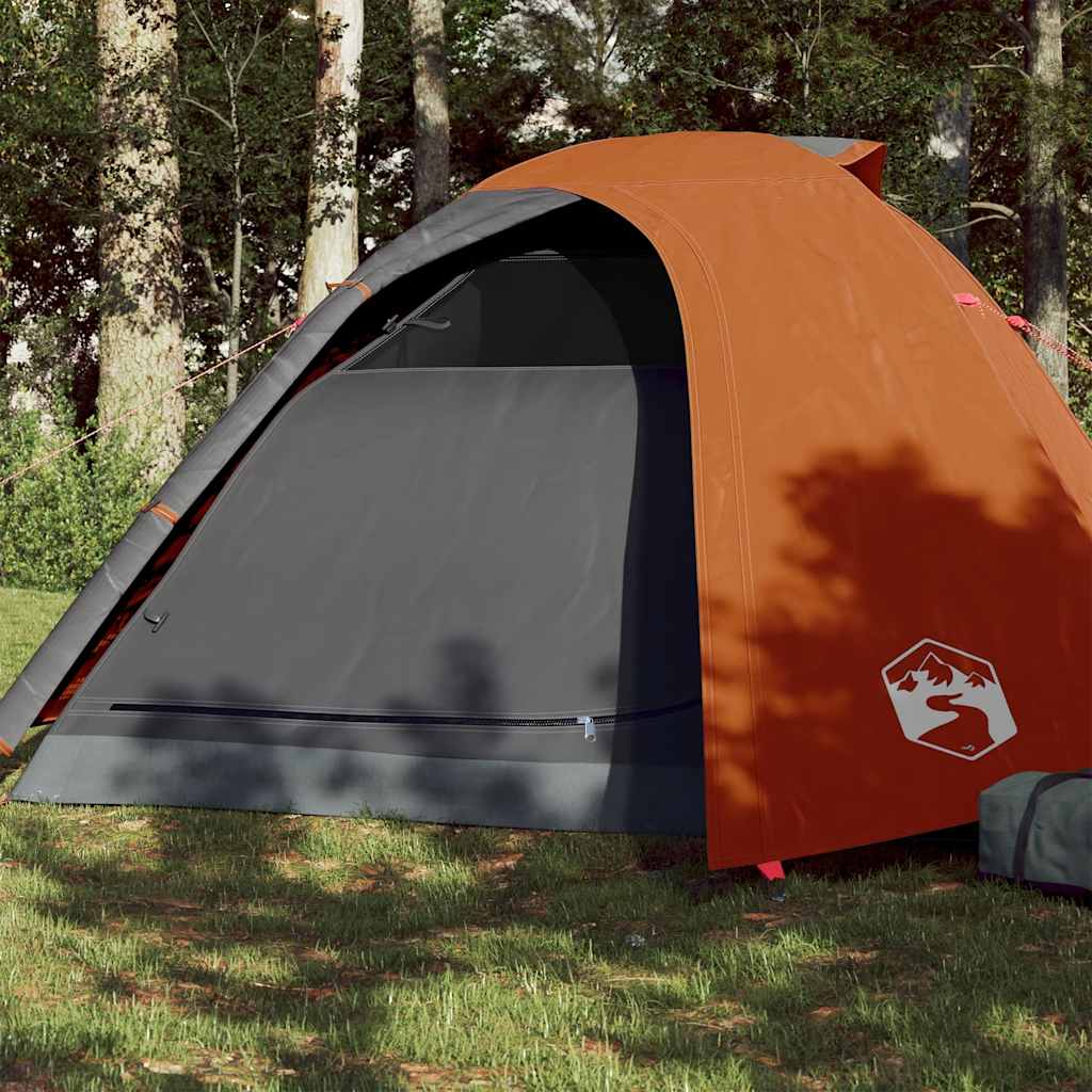 Tenda de campismo cúpula p/ 4 pessoas impermeável cinza/laranja