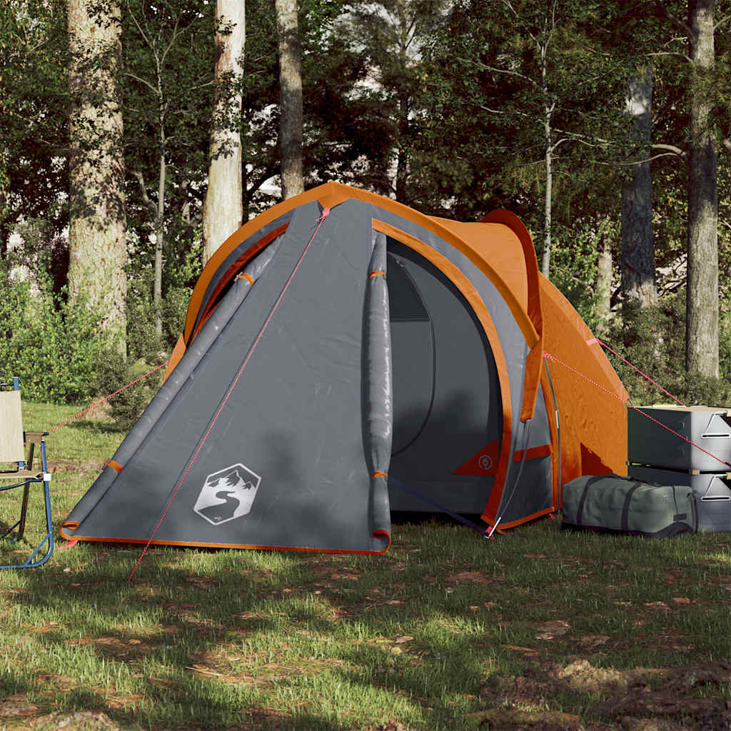 Tenda de campismo cúpula p/ 2 pessoas impermeável cinza/laranja