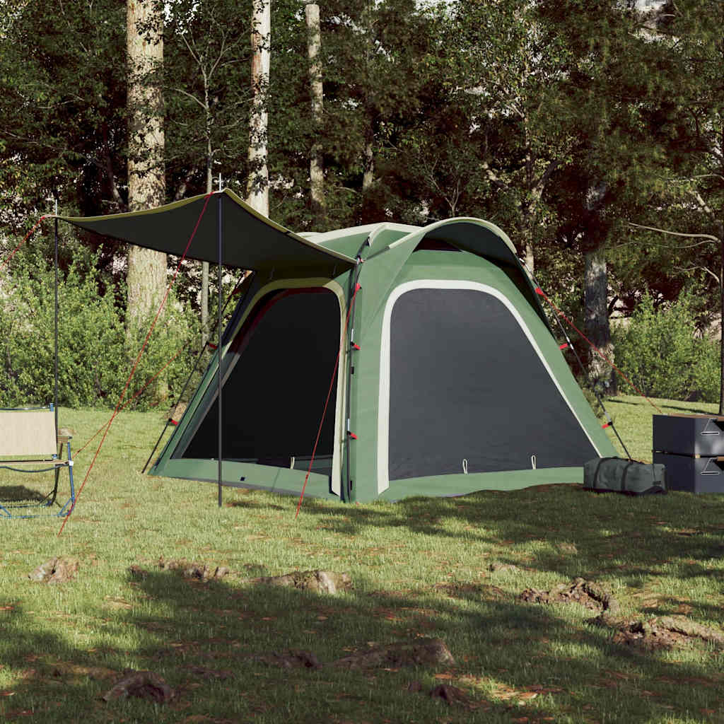 Tenda de campismo 4 pessoas libertação rápida impermeável verde