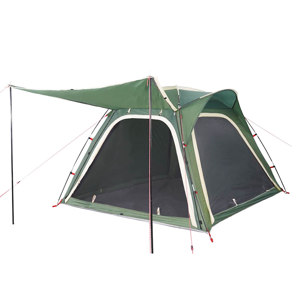 Tenda de campismo 4 pessoas libertação rápida impermeável verde