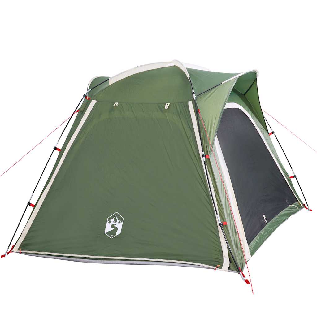 Tenda de campismo 4 pessoas libertação rápida impermeável verde