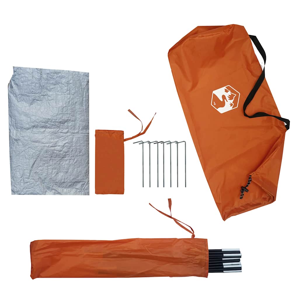 Tenda de campismo p/ 2 pessoas tecido impermeável cinza/laranja
