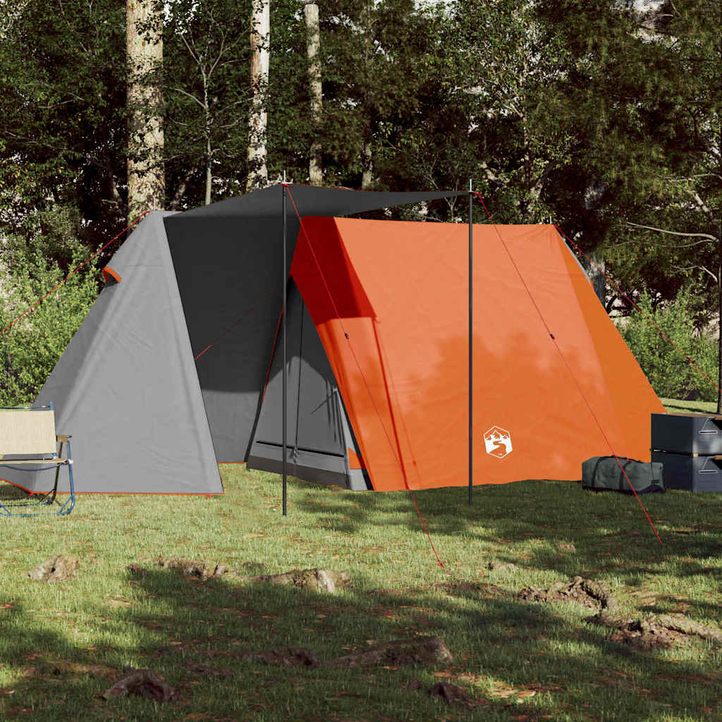 Tenda de campismo para 3 pessoas impermeável cinzento e laranja