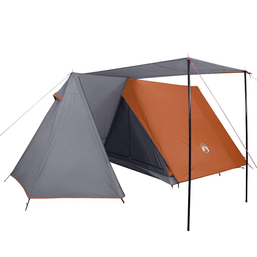 Tenda de campismo para 3 pessoas impermeável cinzento e laranja