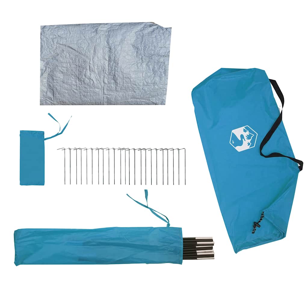 Tenda de campismo tipi para 4 pessoas impermeável azul