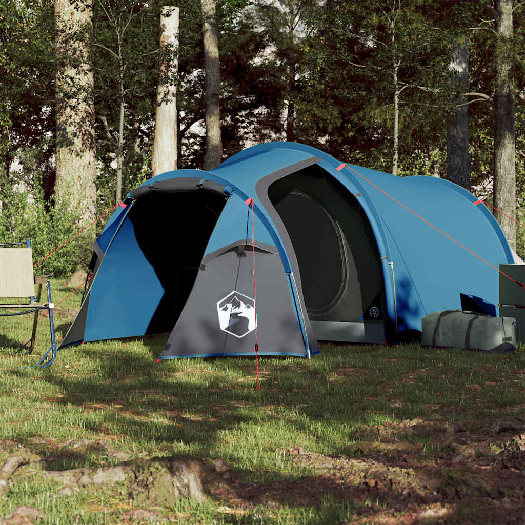 Tenda de campismo túnel para 3 pessoas impermeável azul