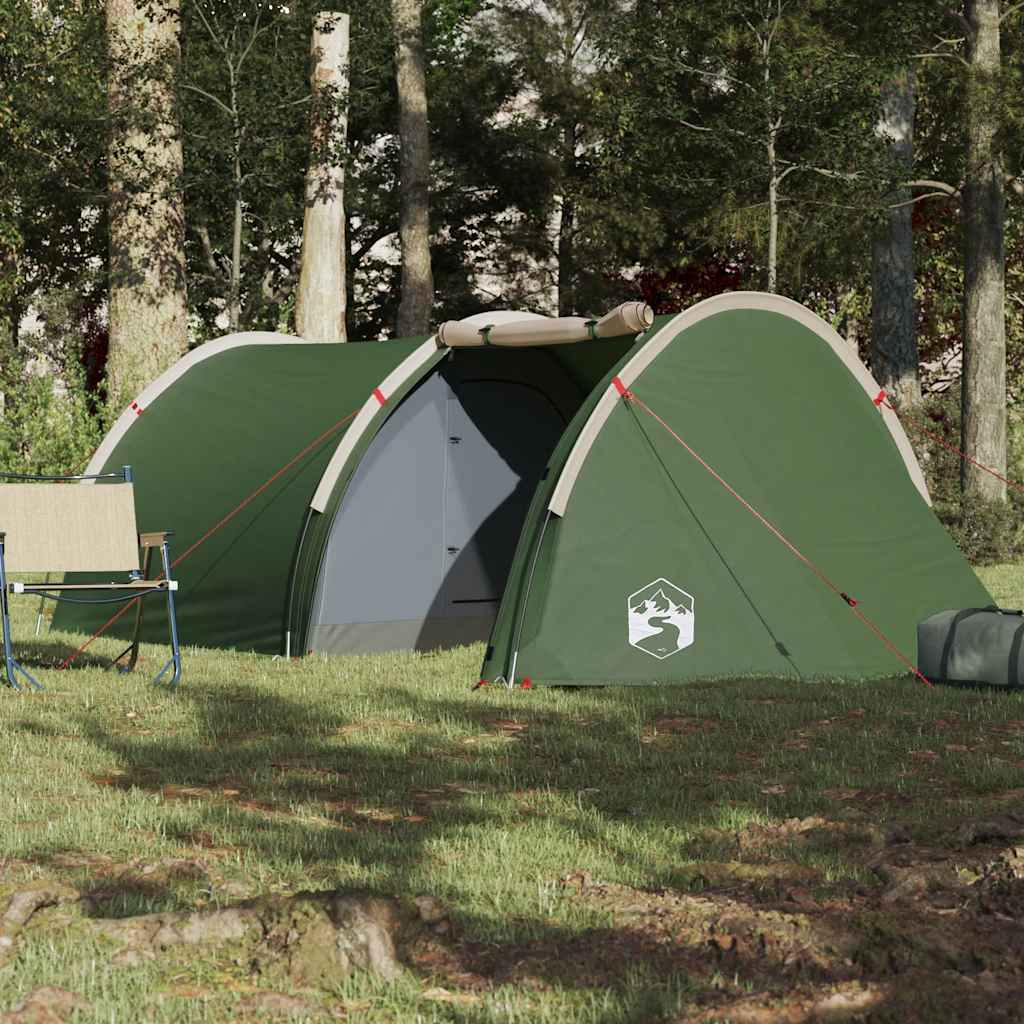 Tenda de campismo túnel para 4 pessoas impermeável verde