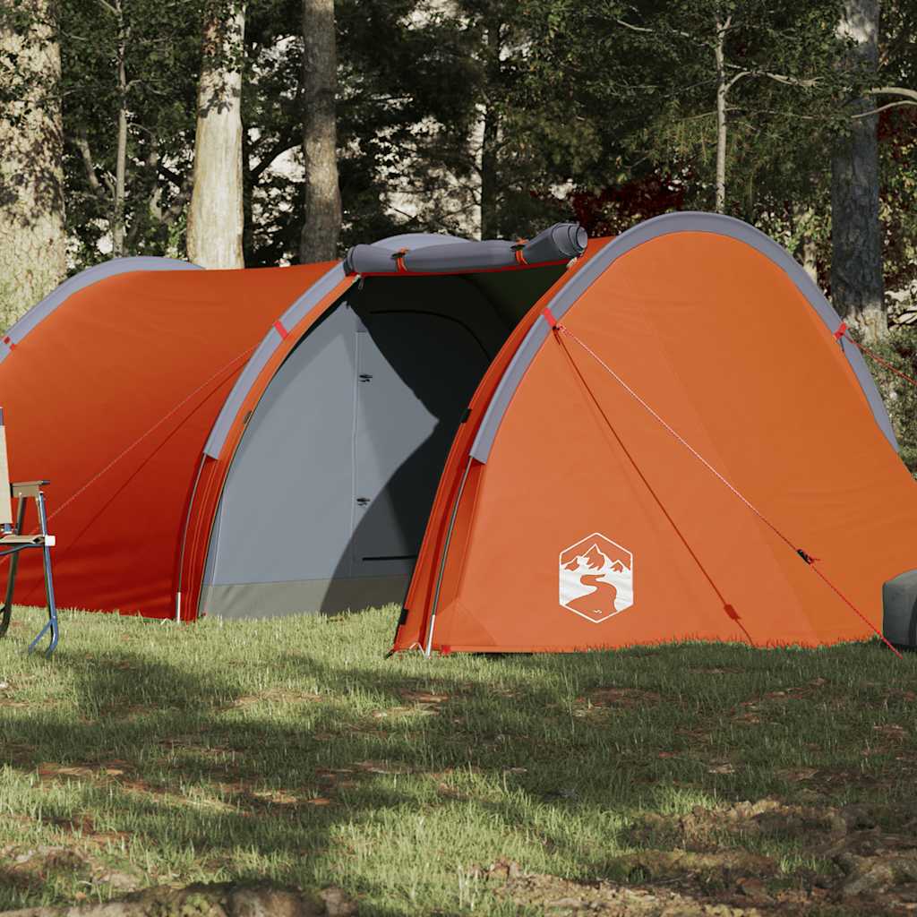 Tenda de campismo túnel p/ 4 pessoas impermeável laranja