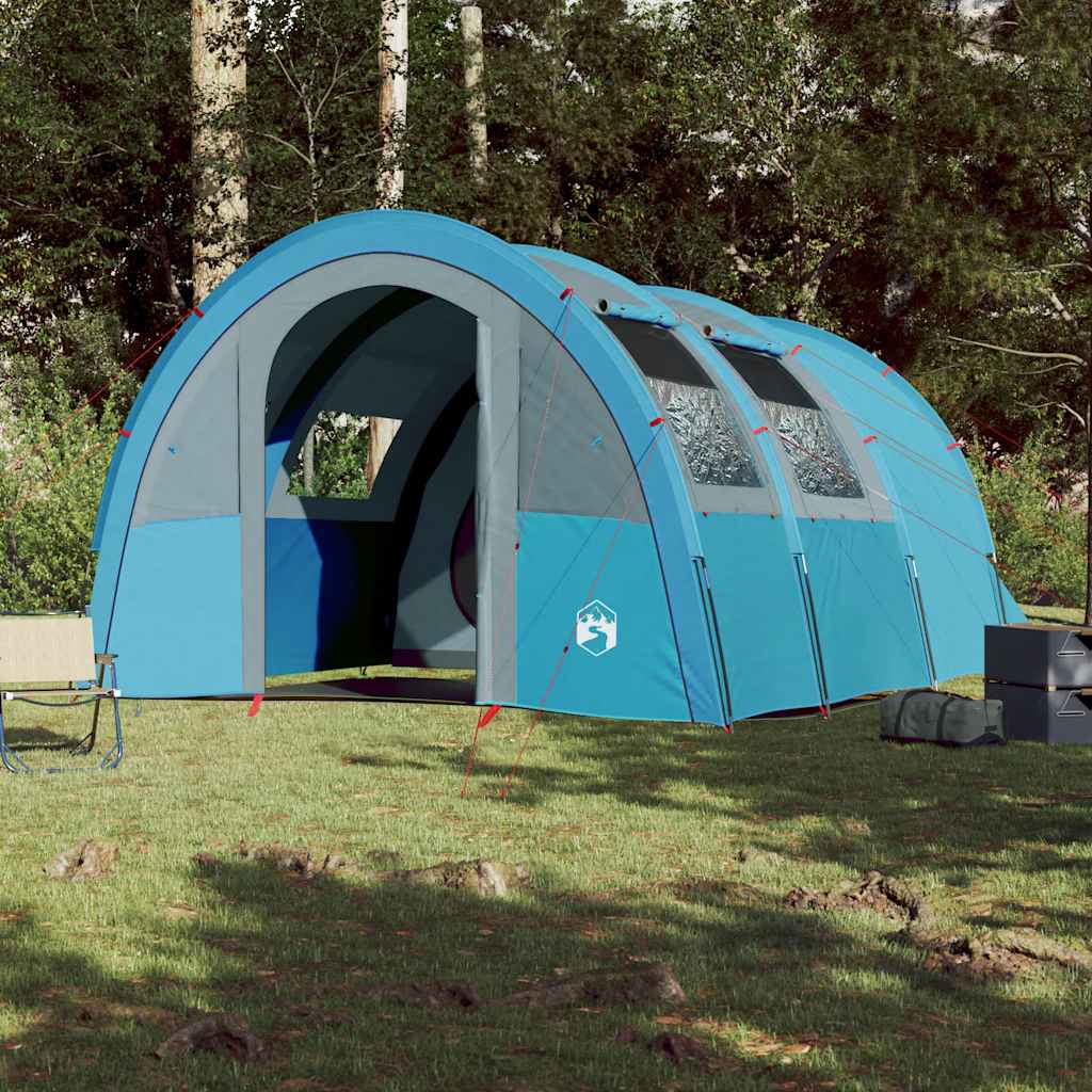 Tenda de campismo túnel para 4 pessoas impermeável azul