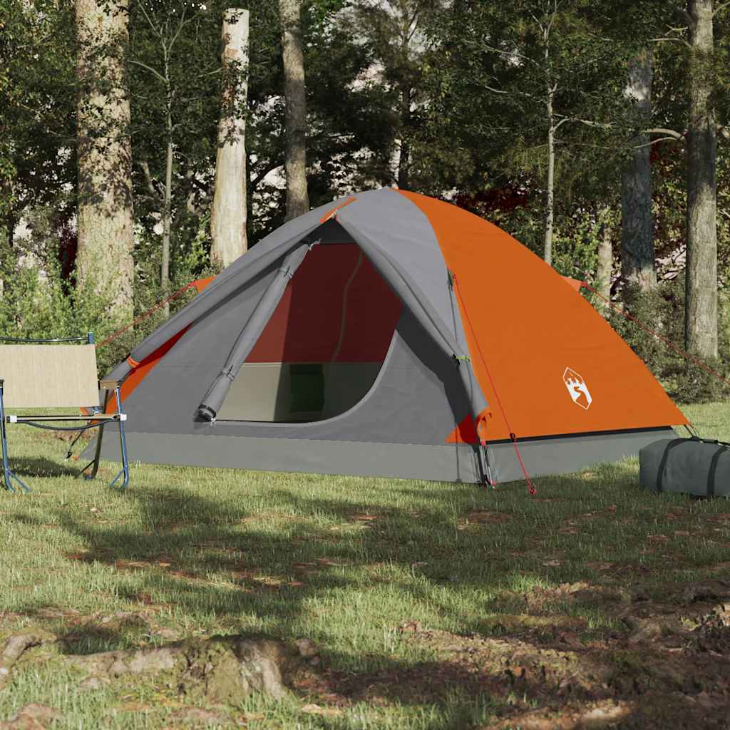 Tenda de campismo cúpula p/ 3 pessoas impermeável laranja