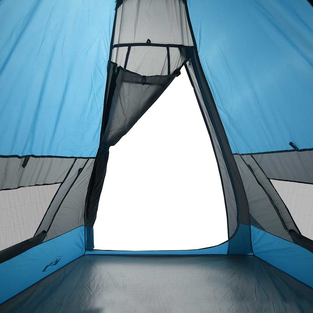 Tenda de campismo tipi para 7 pessoas impermeável azul