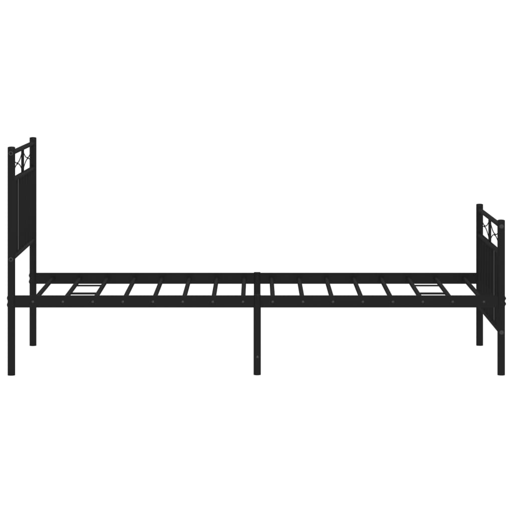 Estrutura de cama com cabeceira e pés 75x190 cm metal preto
