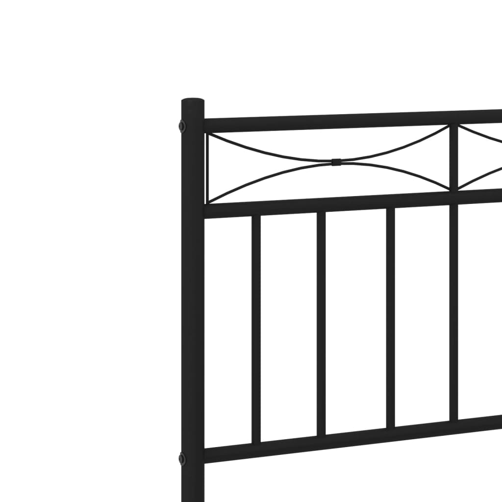 Estrutura de cama com cabeceira e pés 75x190 cm metal preto
