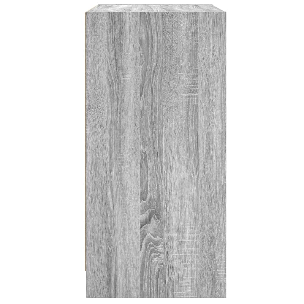 Armário de apoio c/ portas de vidro 68x37x75,5 cm cinza sonoma