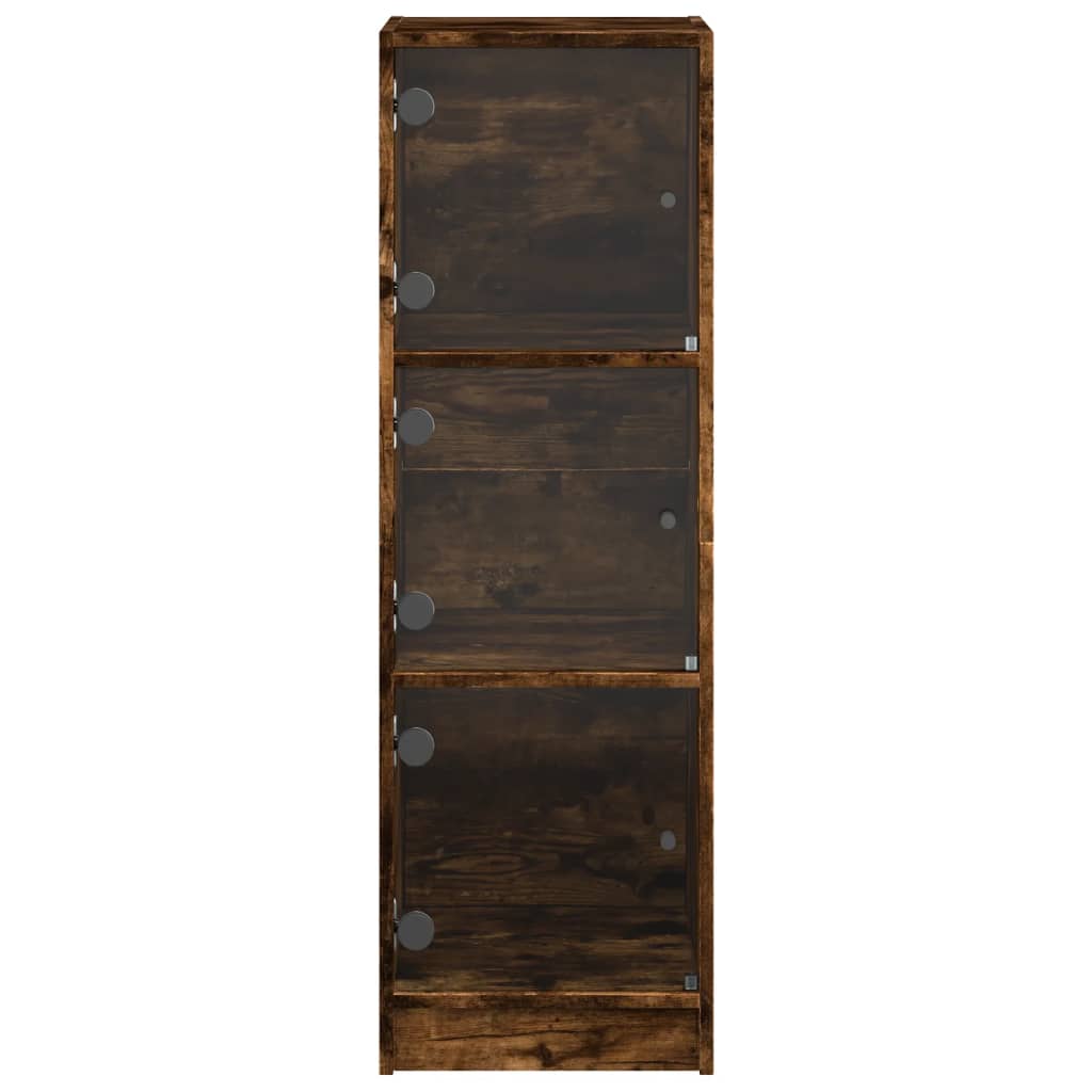 Aparador alto c/ portas de vidro 35x37x109 cm carvalho fumado