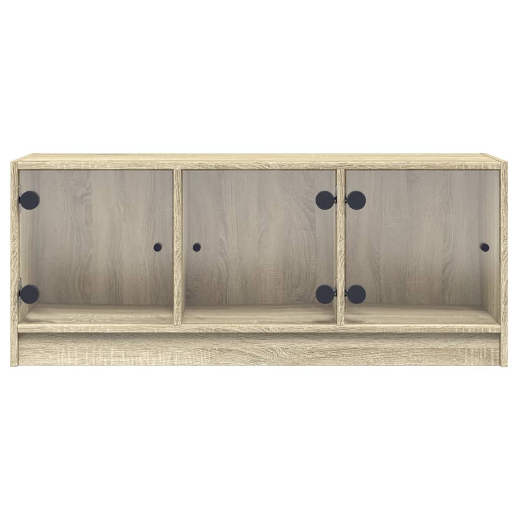 Móvel de TV c/ portas de vidro 102x37x42 cm carvalho sonoma