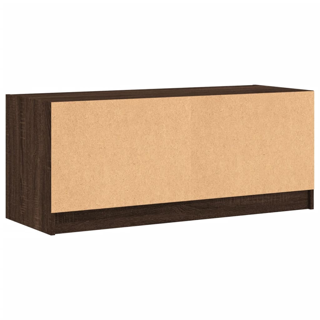 Móvel de TV c/ portas de vidro 102x37x42 cm carvalho castanho